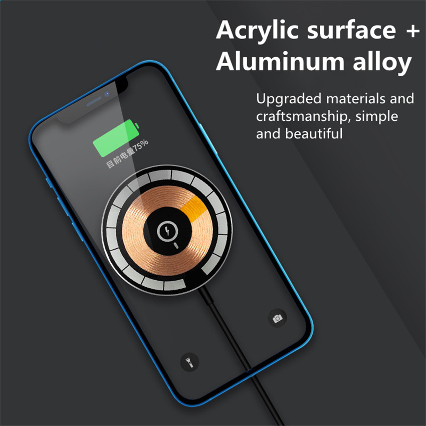 65W Magnetic Wireless Charger Pad USB + Type C Macsafe For iPhone 15 14 13 12 Pro Max Transparent Fast Charging Dock Station