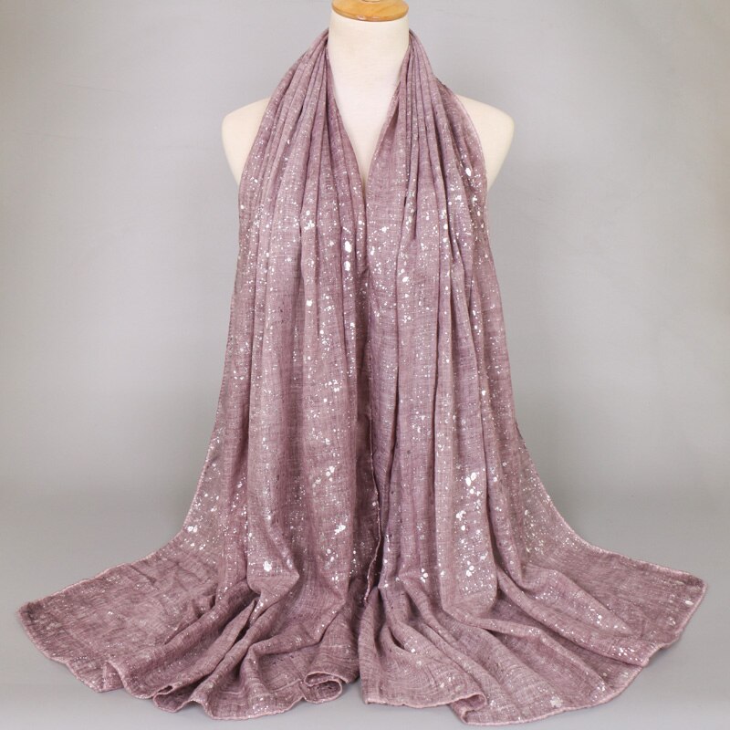 Damer almindelig shimmer sølv bomuld sjal tørklæde vinter bling zig zag oversize tyk wrap hijab muslim sjaal: 6
