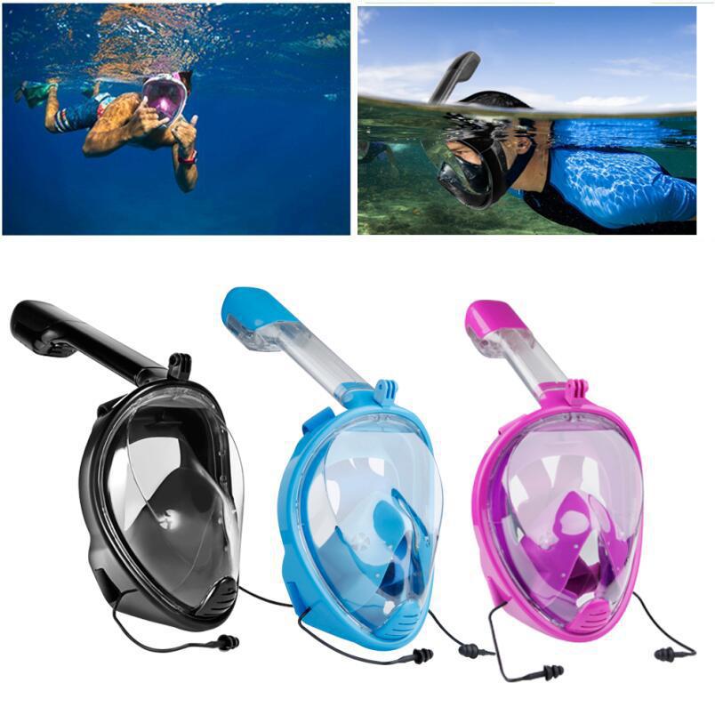 mascarillas de Snorkel de cara completa vista panorámica Anti-niebla Anti-fugas de natación Snorkel máscara de buceo submarino Compatible con GoPro
