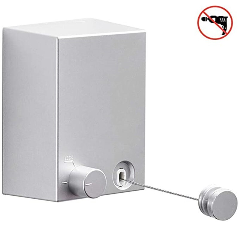 Tendedero oculto para balcón, sin perforaciones, alambre de acero de contracción, estantería para colgar ropa, línea de ropa extensible para interiores: Silver