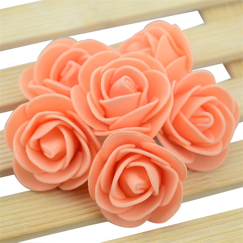 50PCS/Bag Mini PE Foam Rose Flower Head Artificial Rose Flowers Handmade DIY Wedding Home Decoration Festive &amp; Party Supplies: Orange