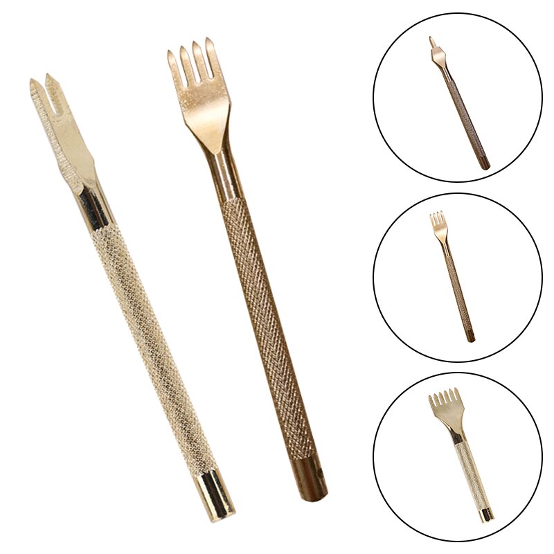 Metal Diamond Lacing Stitching Chisel DIY Leather Hole Punch Leather Craft Tool Kits Hand Working Tools Hole Punch 1/2/4/6 Prong