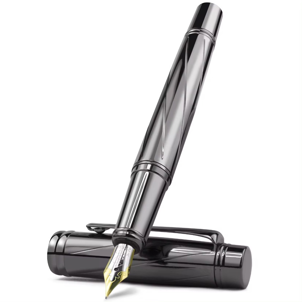 STONEGO 5 SIZE lassical Metal Black Fountain Pen Converter Calligraphy Pens for Writing Drawing Journal Business Pens: Red