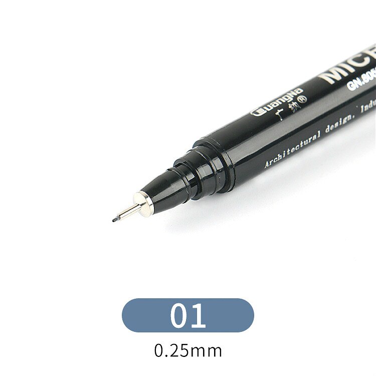Pigment Liner Ink Paint Brush Marker Pen 0.05 0.1 0.2 0.3 0.4 0.5 0.6 0.8 Different Tip Black Fineliner Sketching Brush Pen Pens: 01