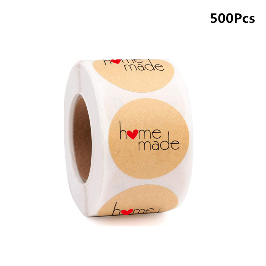 Autocollants Vintage en papier Kraft, étiquette autocollante de papeterie pour Scrapbook, fait à la main avec amour, décoration de fête d'anniversaire, 100 à 500 pièces: MARRON
