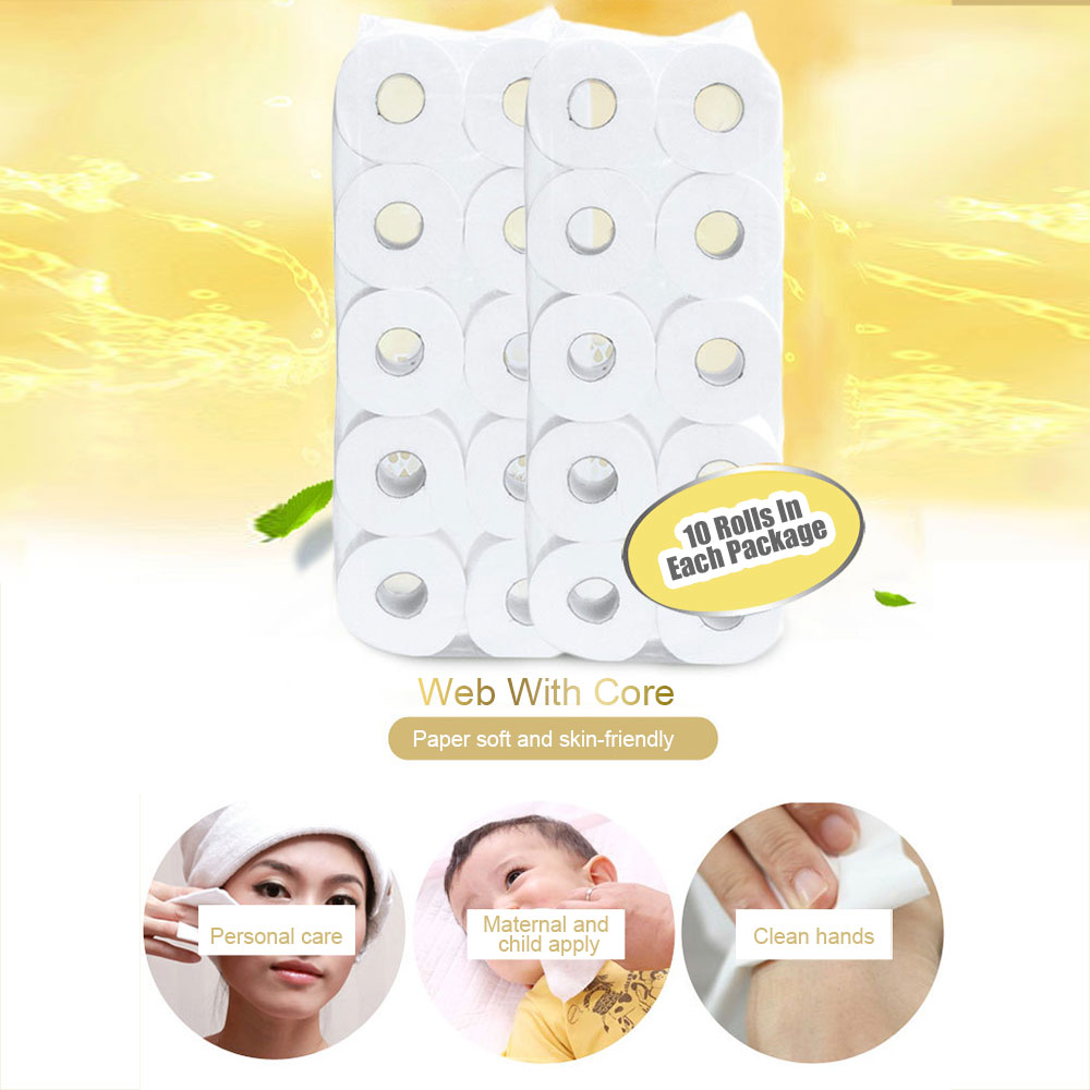 Large Capacity 10 Rolls Toilet Parper Domestic Use 4-Layer The Original Wood Pulp Paper Towel