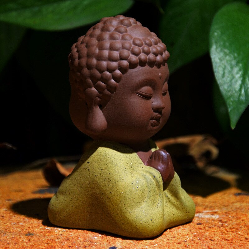 Ler te ornamenter dobbeltsidet buddha figur idol hjem dekorationer kung fu te kæledyr te dekoration mini te sæt