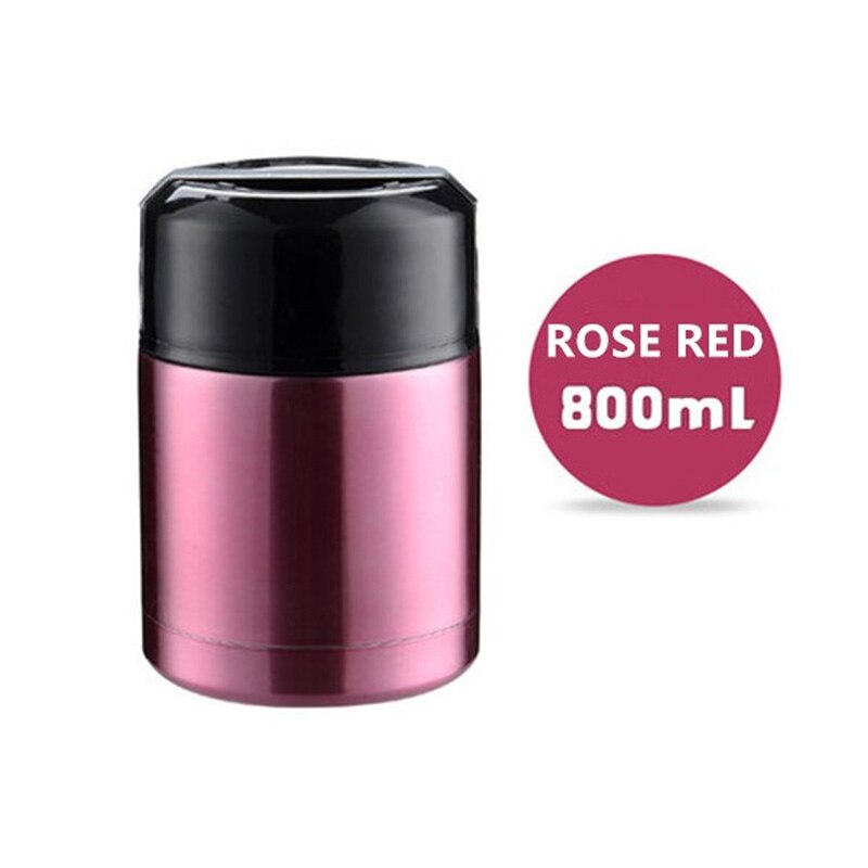 Stor kapacitet 800ml/1000ml termos madkasse til mad bærbare rustfrit stål suppebeholdere vakuumflasker termokop: 800ml rose rød