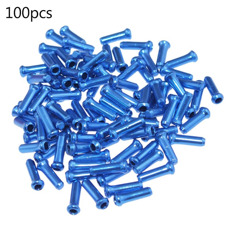 100pcs Aluminum Bicycle Brake Wire End Cap MTB Road Bike Brake Cable Cap End Tips Crimp Cycling Accessories: Navy Blue