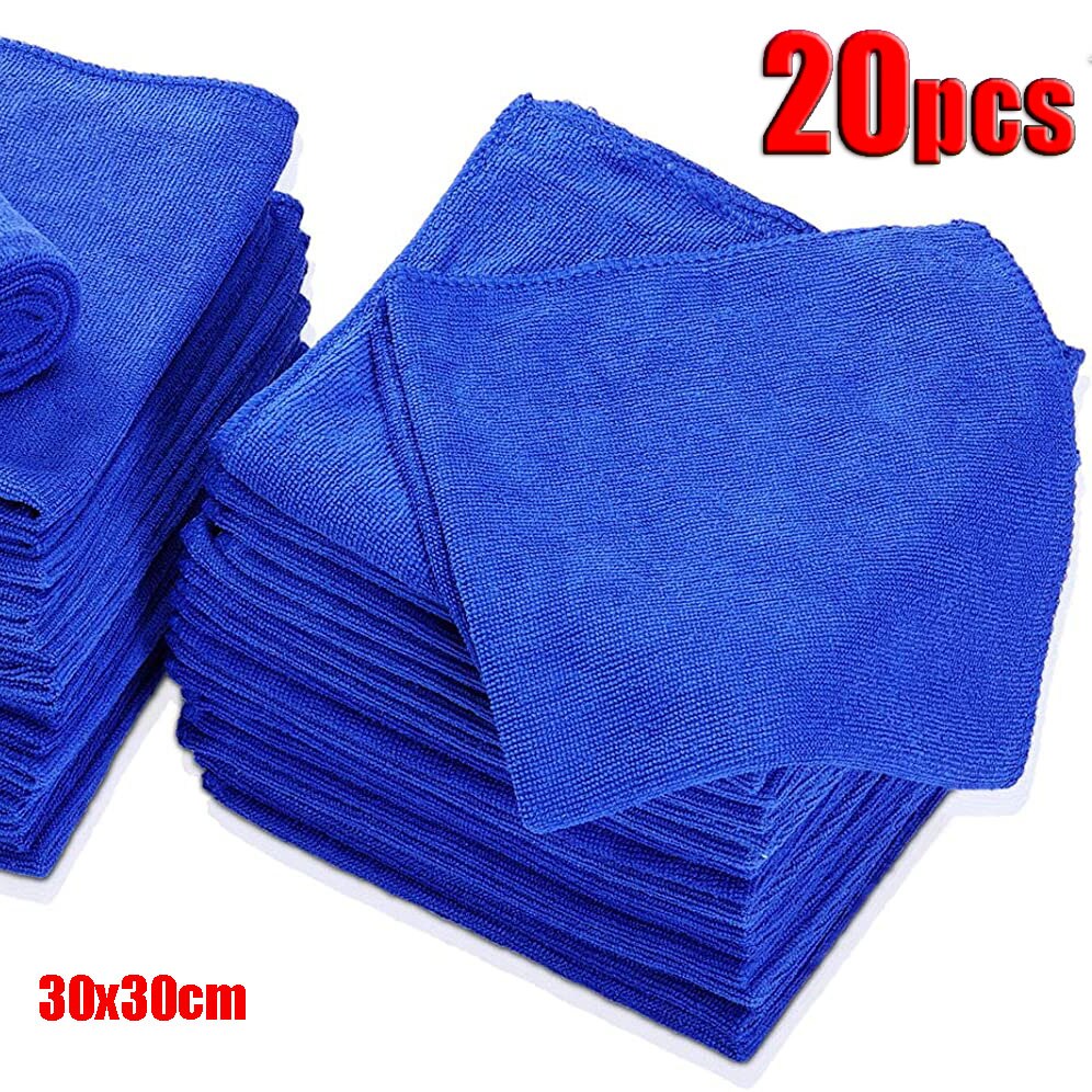 10pcs 30x30cm Wash Microfiber Towels Car Cleaning Towel Soft Drying Cloth Hemming Wash Towel Water Suction Duster Car Clearner: 20pcs 30x30cm