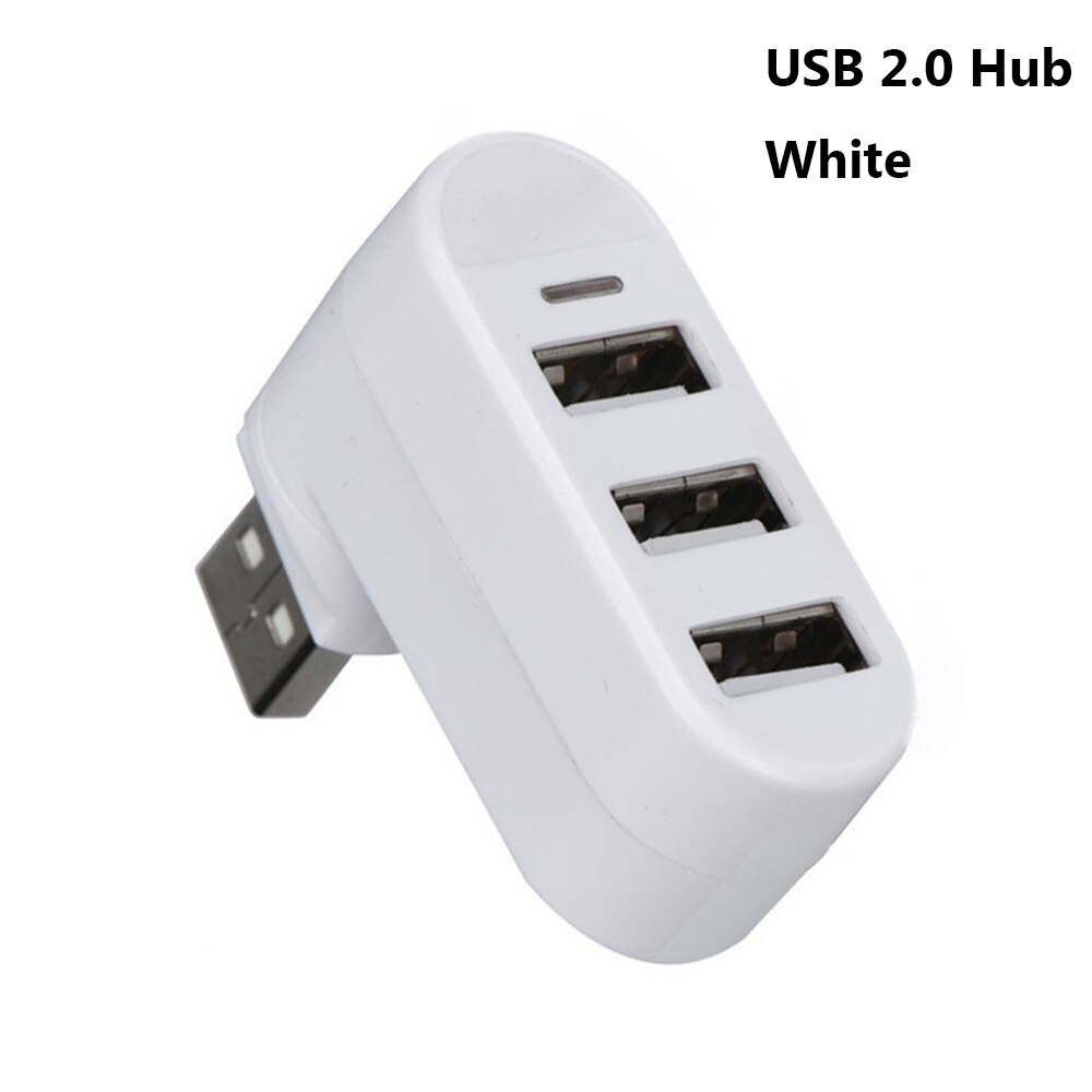 3 Poorten Mini Usb 3.0 Hub Draaibaar High Speed Data Transfer Splitter Adapter Universele Voor Laptop Macbook Computer Pc: White USB 2.0 Hub