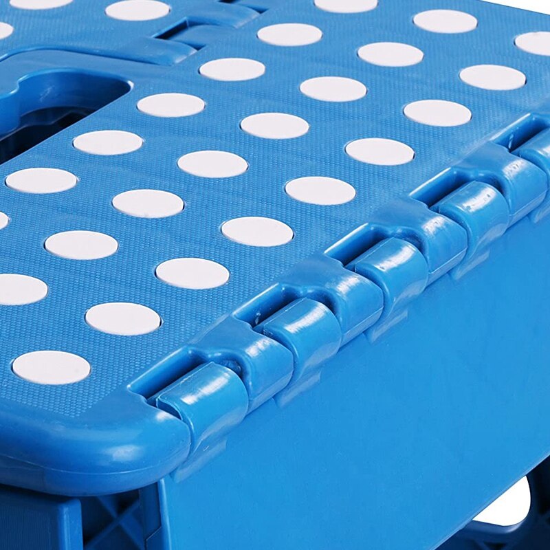 Taburete con escalón plegable para niños, de plástico ligero, azul