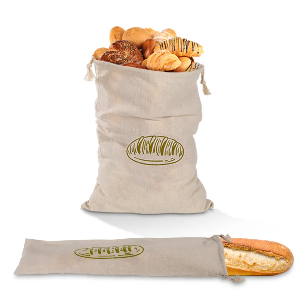 Linnen broodzakken Herbruikbare tas met trekkoord voor brood Zelfgemaakte ambachtelijke broodopbergtas Linnen broodzakken voor stokbrood: Dark Gray