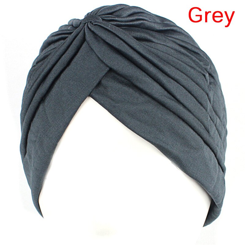 Vrouwen Elastische Stretch Mutsen Muts Bandana Grote Satijnen Bonnet Hijab Cap Hoed Voor Musleim Womens Effen Kleur Moslim Tulband Cap: GRIJS