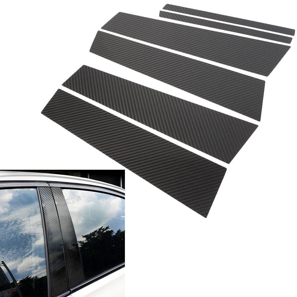 Carbon Fiber Car Window B Pillar Moulding Trim Protective Cover For Mercedes Benz GLA Class 6pcs