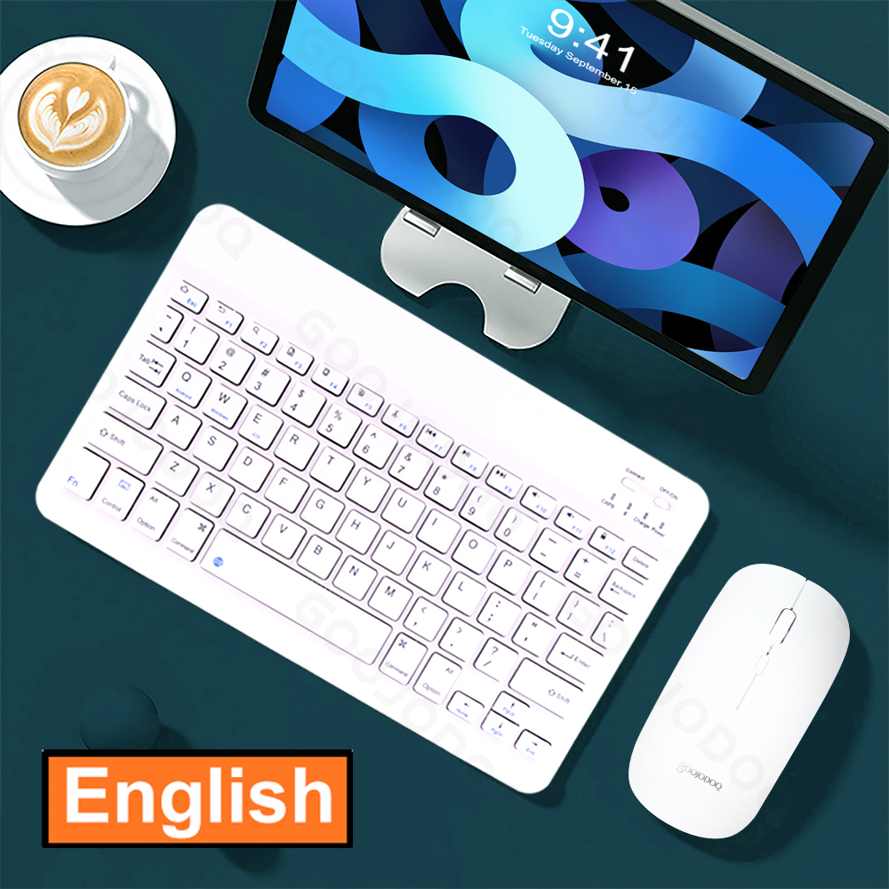 Korean Wireless Keyboard and Mouse Bluetooth Keyboard For iPad Pro 12 Tecaldo Bluetooth For Xiaomi Samsung iPad Keyboards: white