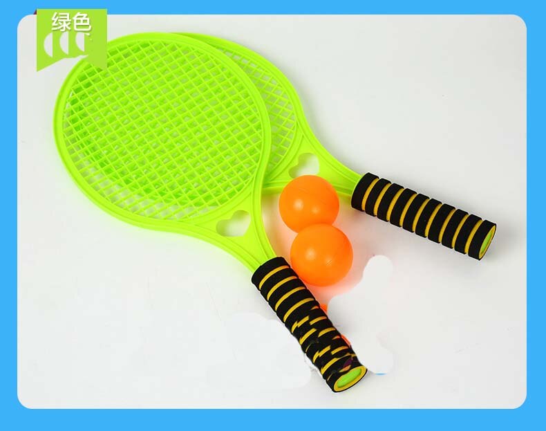 racket suit Ball Toys Young Children Beginners Baby Tennis Racket Children's Badminton Suit The Outdoor Unisex Plastic 8-11: Green