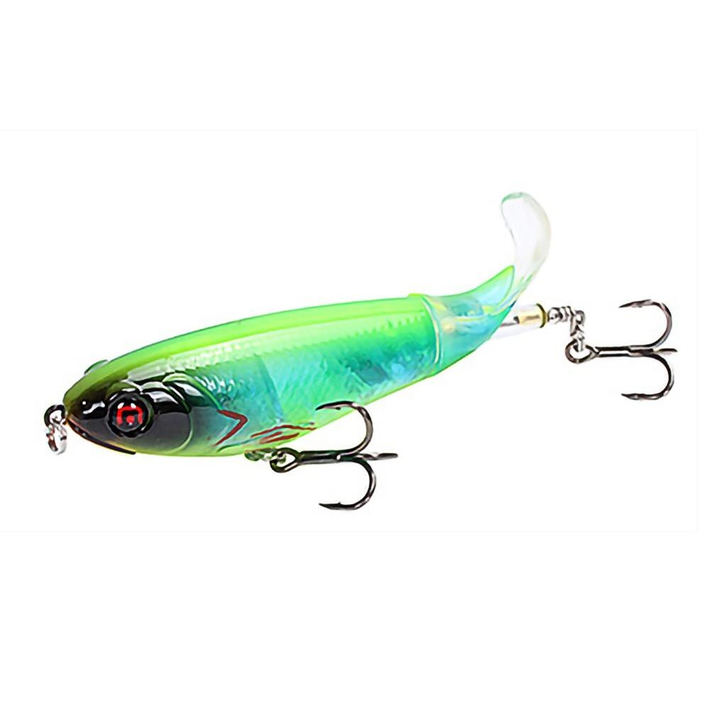 Whopper Popper Topwater Fishing Lure Artificial Hard Bait 3D Eyes Plopper With Soft Rotating Tail Fishing Tackle: I