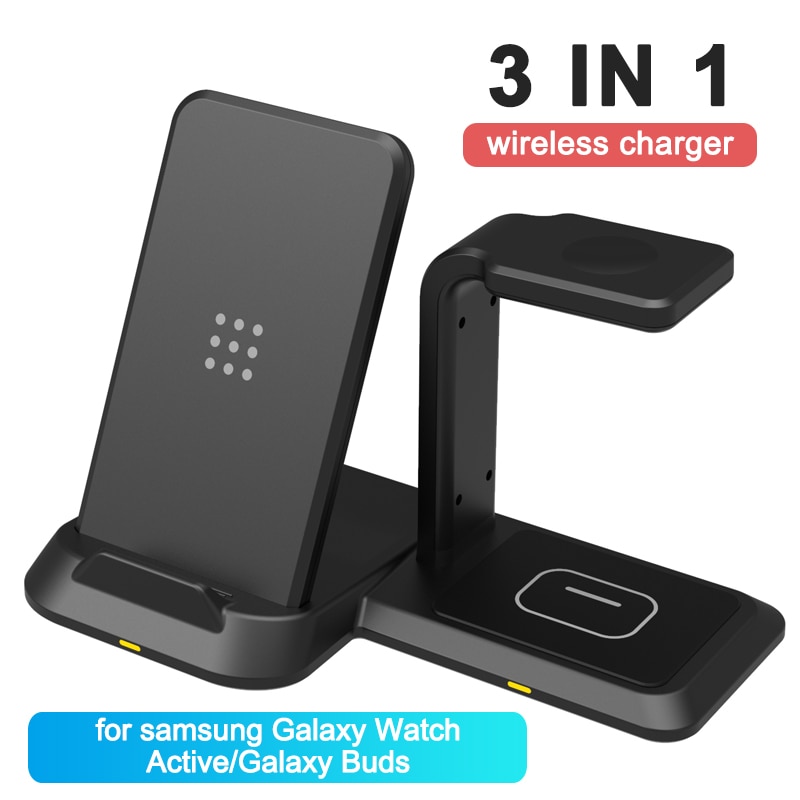 10W Draadloze Charger Stand Voor Iphone 11 Pro Samsung S20 S10 Note 10 9 3in1 Draadloze Oplader Voor Galaxy knoppen Samsung Horloge Gear