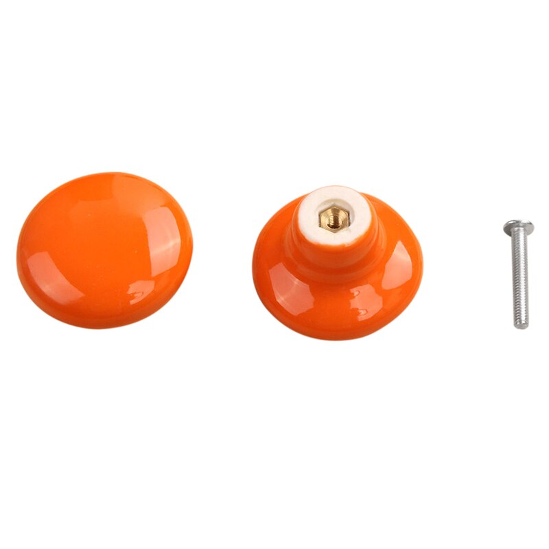 1pcs Ceramic Door Round Handles Kitchen Cabinet Cupboard Wardrobe Pull Knobs orange S