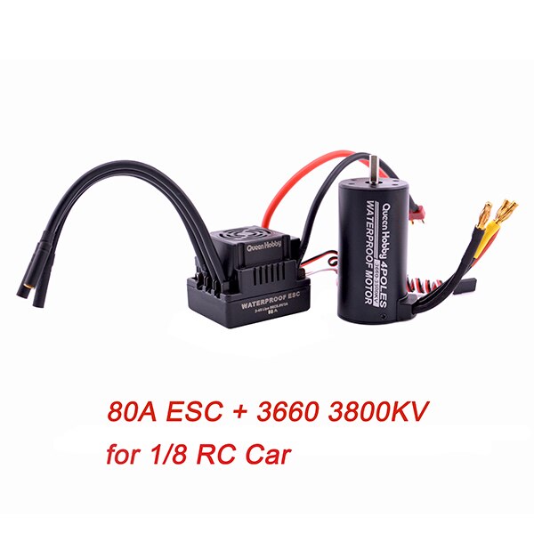 Waterproof 3660 3300KV / 3800KV & 3670 2150KV / 2650KV Brushless Motor 80A / 120A Brushless ESC Combo Set for 1/8 RC Car: 3660 3800KV 80A