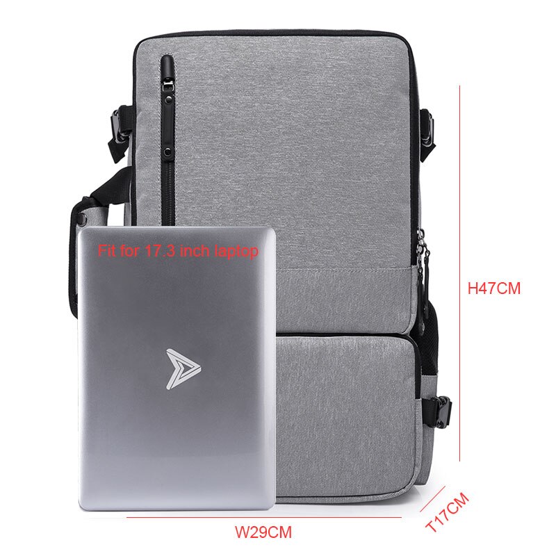 KAKA – sac à dos fonctionnel pour ordinateur portable 15.6 pouces pour hommes, grande capacité, bagages à bandoulière gris, sac à dos de loisirs