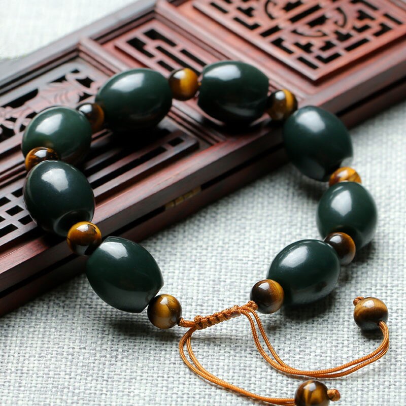 Natural Hetian Qingyu Lu lu tong Jade Bracelet Jewelry Fine Jewelry Lucky Exorcise evil spirits Auspicious Jade Bracelet