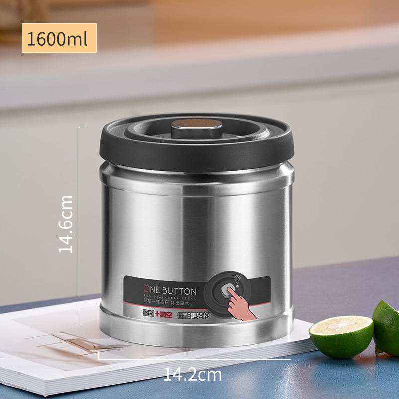GIANXI Vacuum Sealed Jug Coffee Beans Stainless Steel Airtight Container Kitchen Food Grains Candy Keep Fresh Storage Jar: black