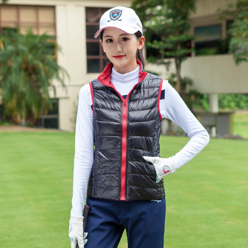 Kvinder reversibel golf ærmeløs jakke varm duck ned tykkere vest frakke letvægts sportstøj golf vest  d0686
