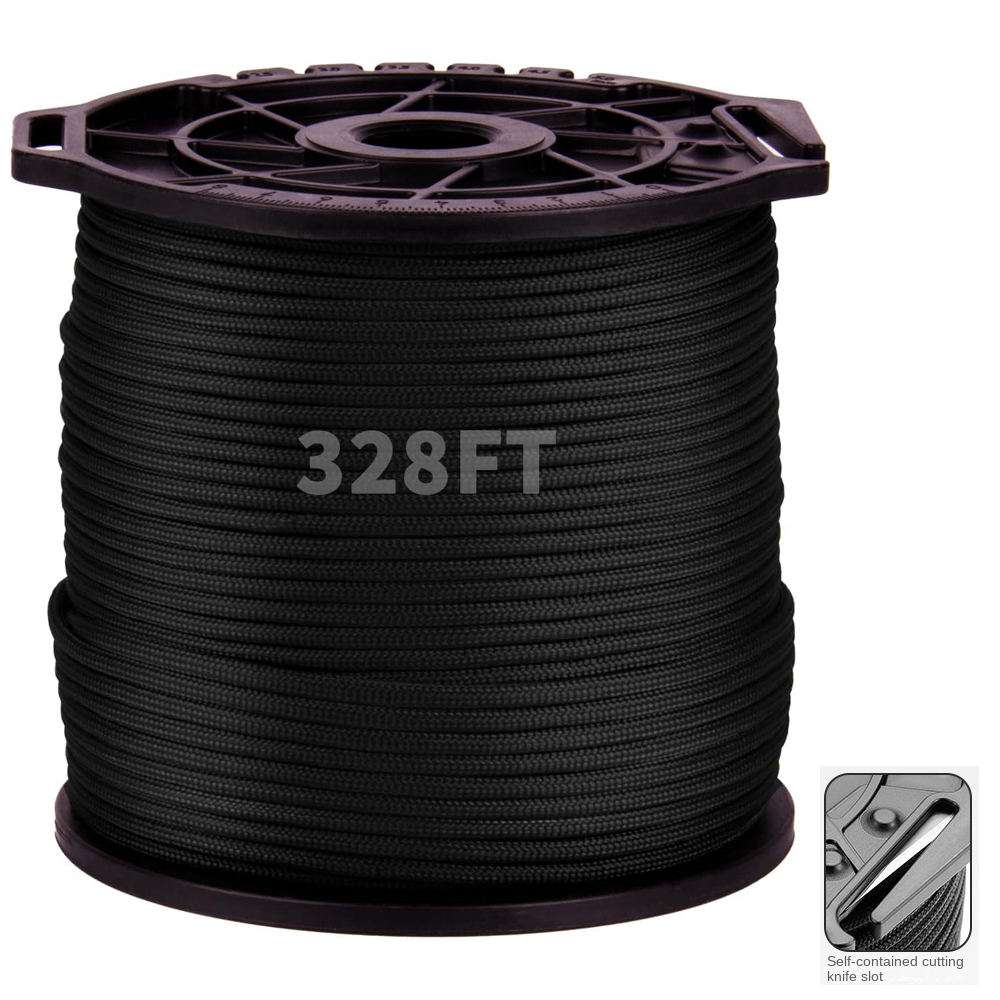 650 Paracord 9-strängiges 4 mm Fallschirmseil mit multifunktionaler Spulenrolle für DIY-Herstellung von Schlüsselband-Armbändern, Hundehalsband, Zeltseil