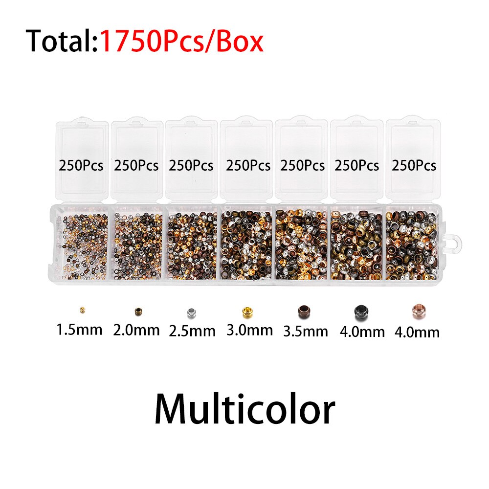 1750Pcs Accessories Jewelry Making Set Mixed Crimp End Beads Round Stopper Spacer Beads For DIY Jewelry Making Kit Supplies