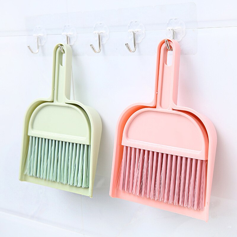 Household Mini Dustpan Broom Desktop Small Broom Keyboard Brush Cleaning Tool Plastic Set Solid Color Cute Tools