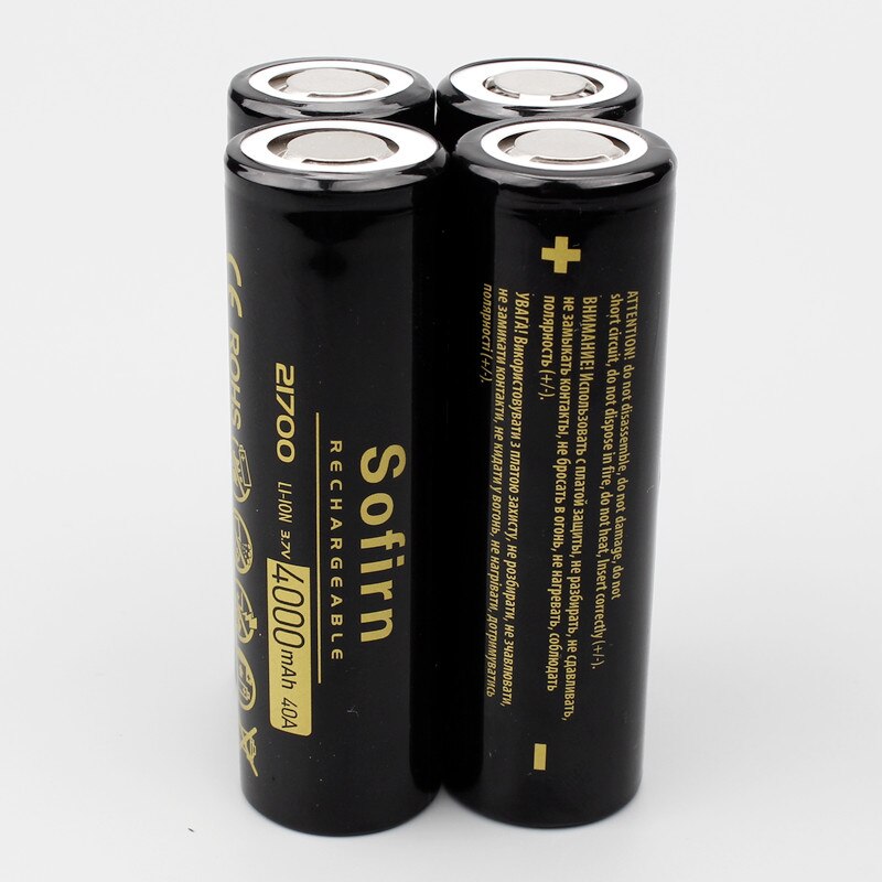 Sofirn 21700 batteri 4000 mah genopladeligt li-ion batteri 40a 3.7v 21700 celle genopladelige batterier: 4 stykker