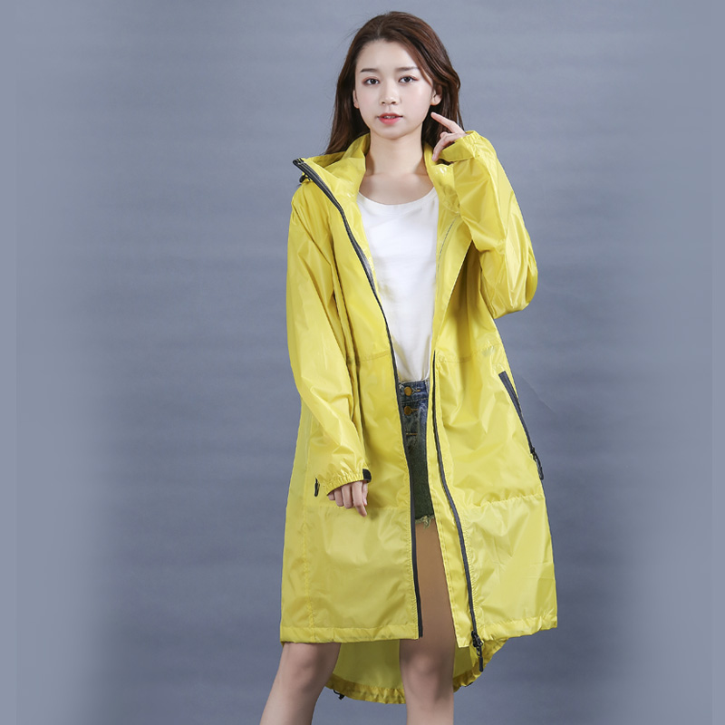 Lange Dünne Regenmantel Frauen Männer Wasserdichte kapuze Rucksack Regen Mantel Ponchos Jacken mantel Weibliche Chubasqueros Große Größe: Yellow / L
