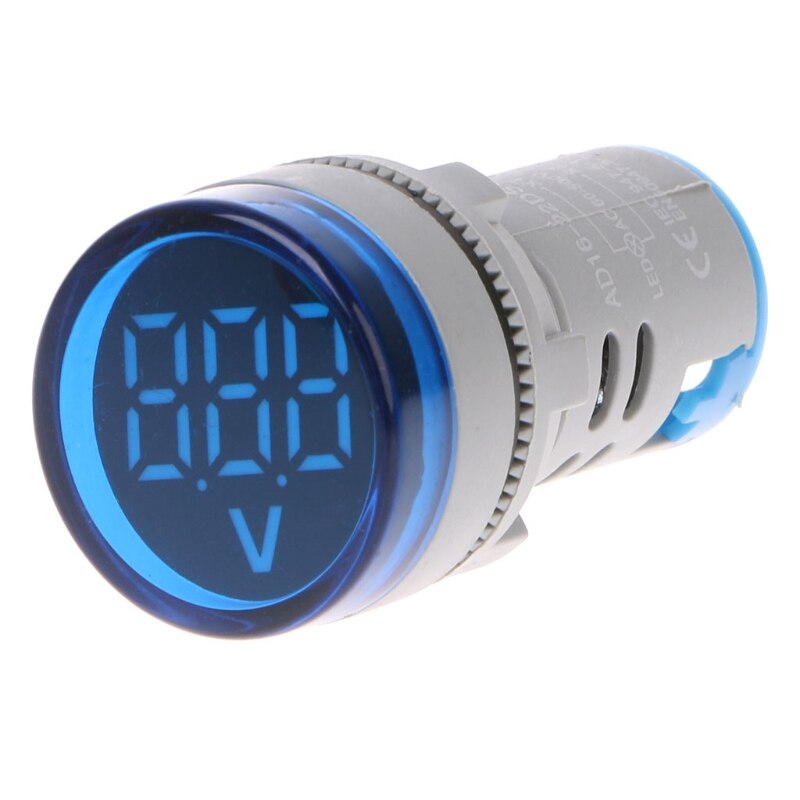 Ac 60-500v 22mm indikatorer til digital voltmeter spændingsmåler: Blå