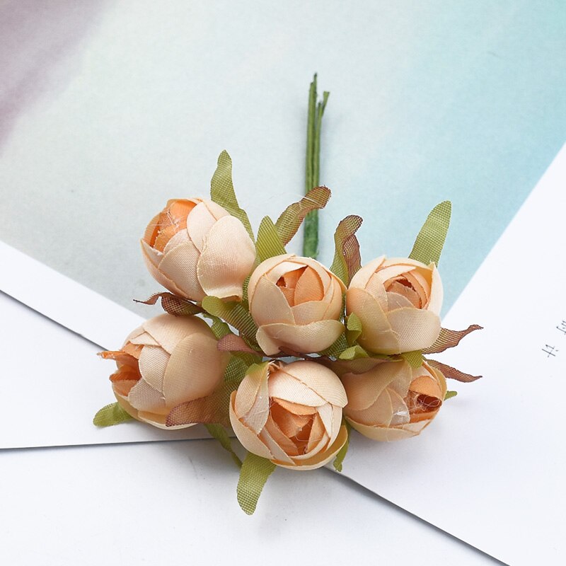 6 stykker dekorative blomster kranse kunstige blomster vaser til dekoration gør-det-selv bryllup dekoration boligdekoration tilbehør: 4