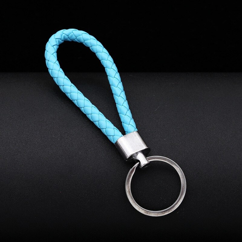 Geweven Lederen Touw Auto Sleutelhanger Sleutelhanger Hanger Kunsten En Ambachten Touw Sleutelhanger: Light Blue