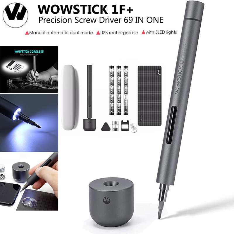Wowstick-destornillador eléctrico portátil, Kit de atornillador recargable, inalámbrico, LED