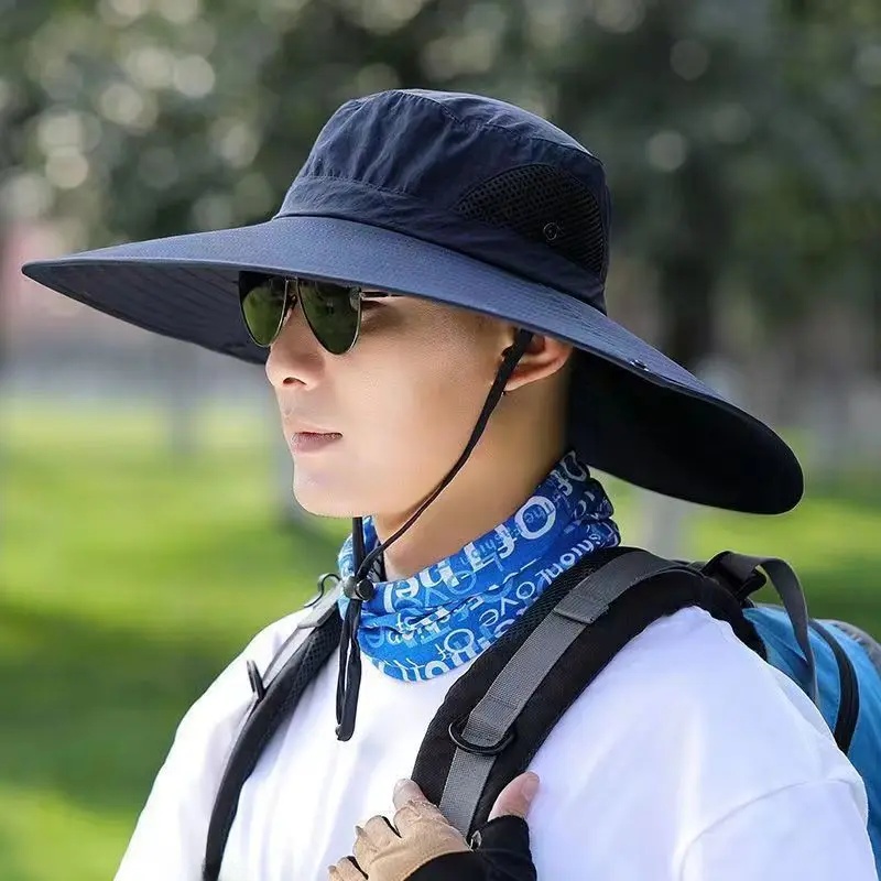 Gorra de pesca para viajes al aire libre, sombrero de sol de ala grande para hombre, sombrero de escalada de montaña, sombrero de pescador, sombrero de protección solar impermeable para hombres An: YELLOW
