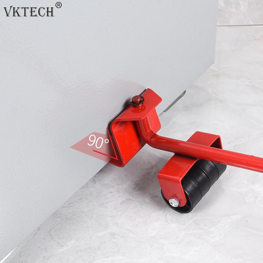 5pcs Furniture Mover Tool Transport Lifter Heavy Stuffs Moving 4 Wheeled Roller with 1 Bar Mover Device Set