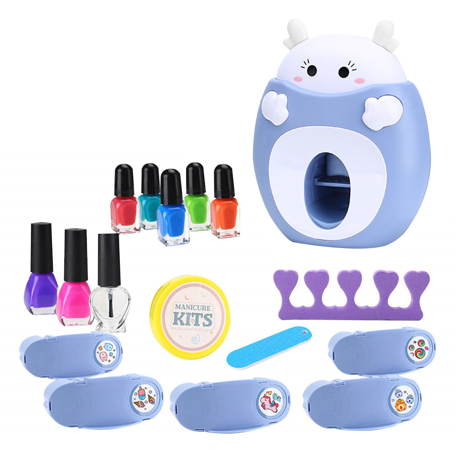 17 Pcs Kids Nail Art Kit Leuke Prinses Pretend Play Speelgoed Set Nail Stamper Set Perfect Voor meisjes Onderwijs Speelgoed: Blue