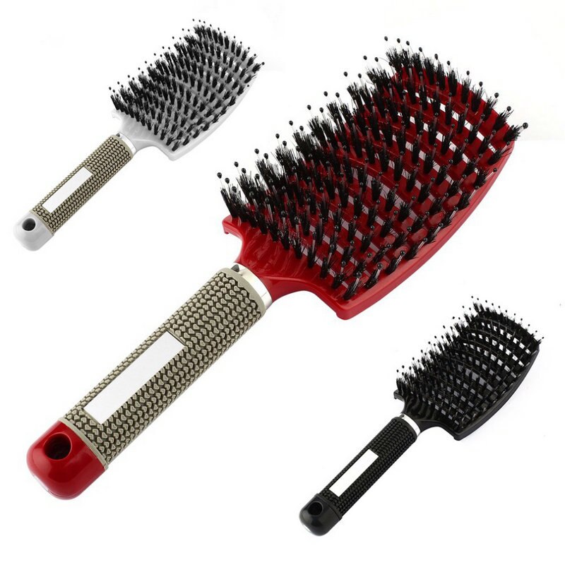 Femmes cheveux Massage peigne soies en Nylon brosse à cheveux humide bouclés démêler brosse à cheveux pour Salon de coiffure outils de coiffure brosse à cheveux