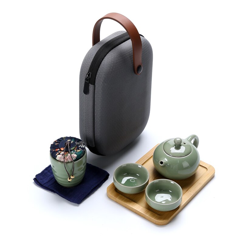 Chinesische Kung Fu Tee-Set Keramik Tragbare Teekanne Set Im Freien Reise Gaiwan Tee Tassen Tee Zeremonie Teetasse Trink Fine: O