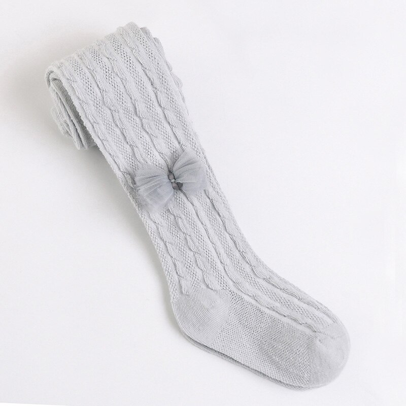Summer Mesh Thin Baby Tights Lace Bow Princess Baby Girl Tights Pantyhose Soft Cotton Children Stockings Hosiery: Gray / 12-24M