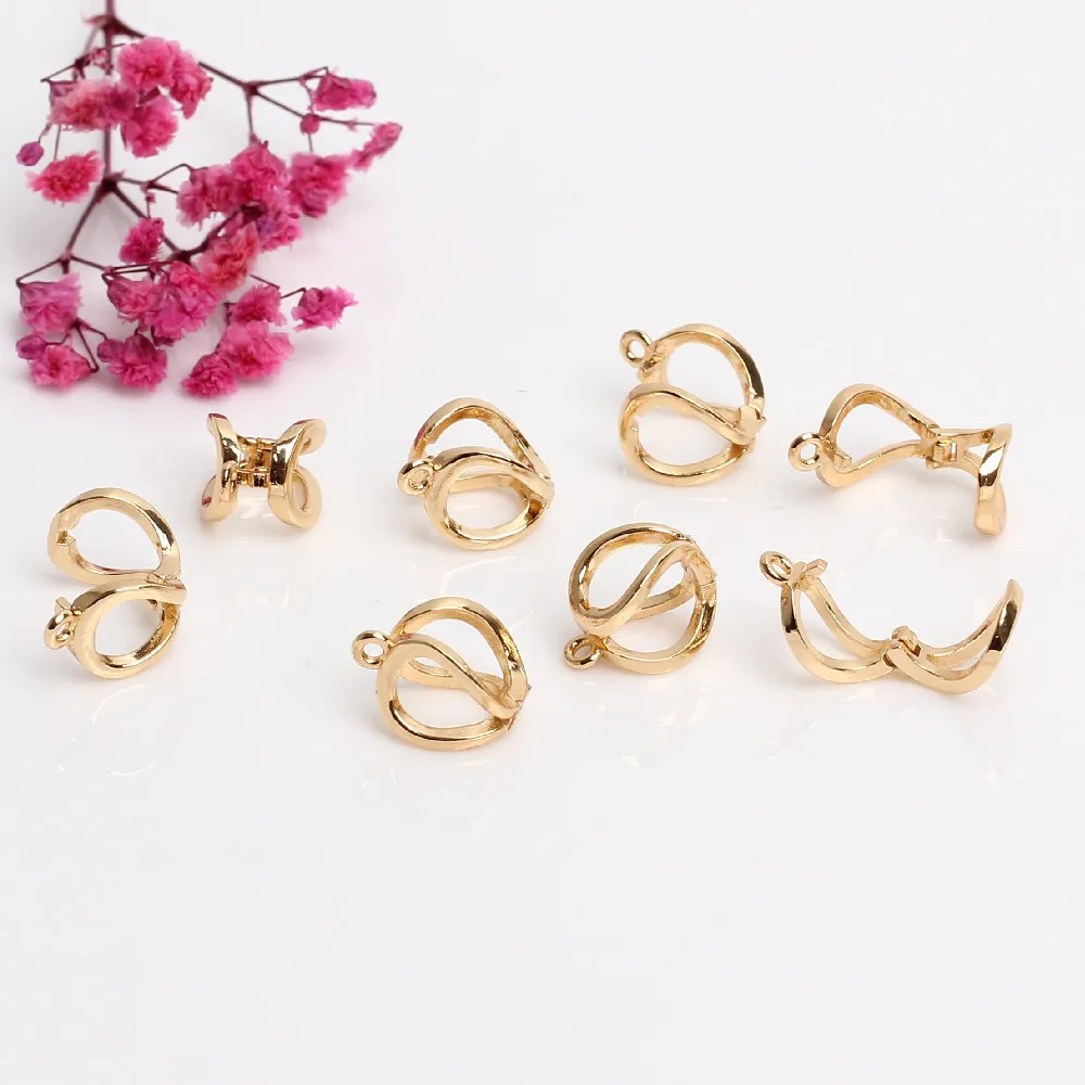 3 uds latón chapado en oro de 18K perla potenciador cierre colgante conector de fianza para Diy pulsera collar accesorios de fabricación de joyería: L / Negro