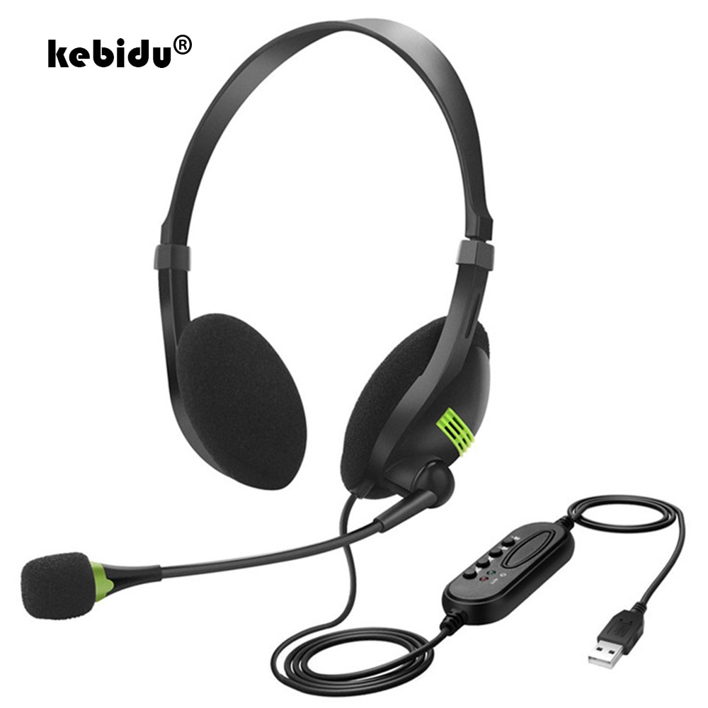 Kebidu 3.5Mm Noise Cancelling Wired Hoofdtelefoon Microfoon Universele Usb Headset Met Microfoon Voor Pc/Laptop/Computer