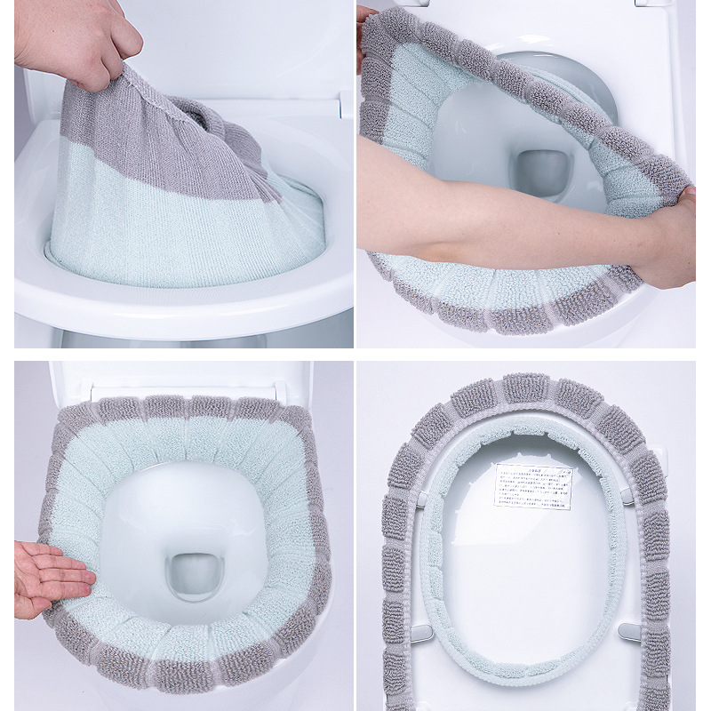 1Pcs Keep Warm Pumpkin Pattern Closestool Mat Double Color Bathroom Accessories Knitting O-shape Home Decor Toilet Seat Cover