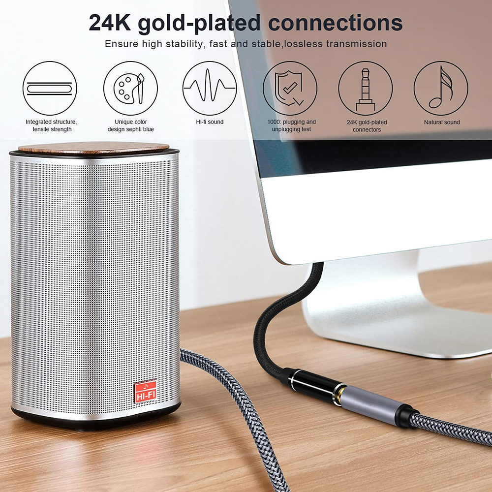 Hannord 3.5mm Audio Verlengkabel 1 m/1.5 m/2 m/3 m/5 m/8 m/10 m Jack Man-vrouw Hoofdtelefoon Kabel Jack Aux Kabel Voor iPhone Xiaomi