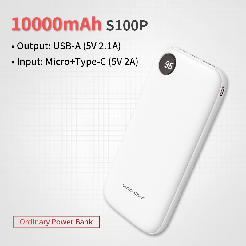 Wopow 22.5W Power Bank 10000Mah QC3.0 PD3.0 Snelle Lading Poverbank Draagbare Externe Batterij Oplader Mini Powerbank Voor telefoon: S100P