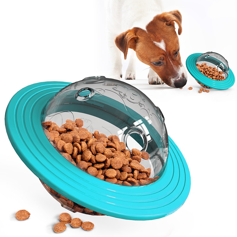 Hond Speelgoed Voedsel Dispenser Ufo Bal Interactieve Hond Bite Resistant Training Treat Speelgoed Huisdier Voeden Lekkage Voedsel Hond Feeder: Blauw
